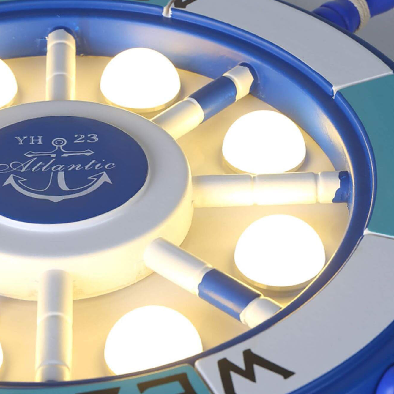 Creative Cartoon Plastic Sailboat Helmsman LED Flush Mount Ceiling Light Cuvalon