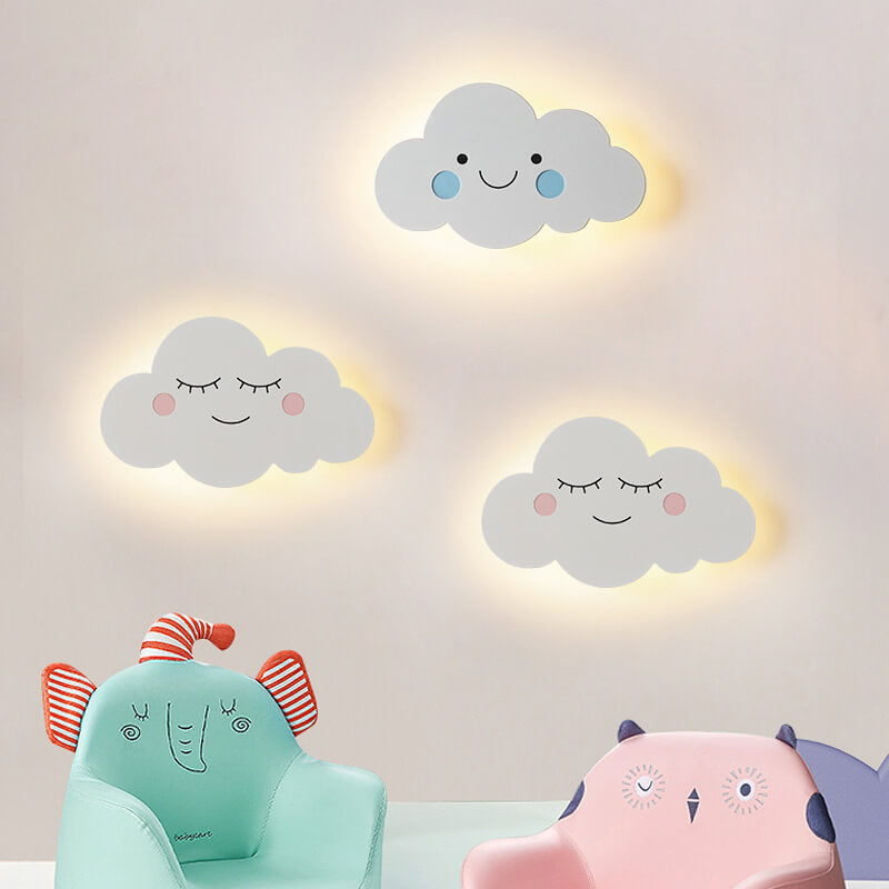 Nordic Creative Clouds Iron Emoji LED Kids Wall Sconce Lamp Cuvalon