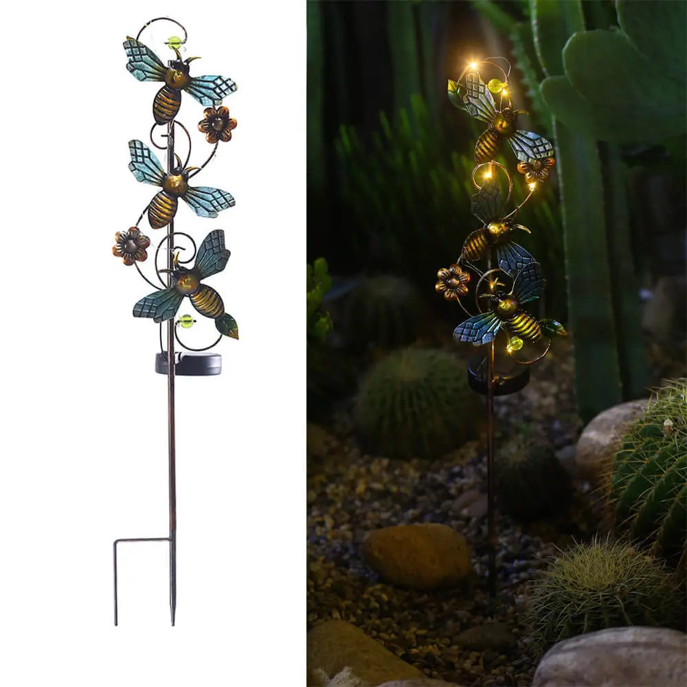 Solar Iron Hummingbird Butterfly Dragonfly Garden Lawn Landscape Light Cuvalon