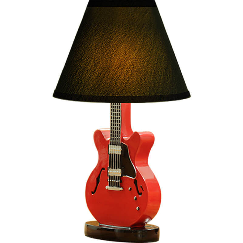 Cartoon Creative Fabric Shade Guitar 1-Light Table Lamp Cuvalon