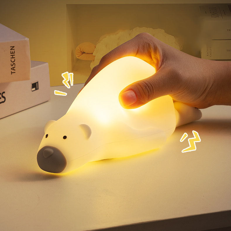 Creative Cartoon Lazy Bear Silicone LED Night Light Table Lamp Cuvalon