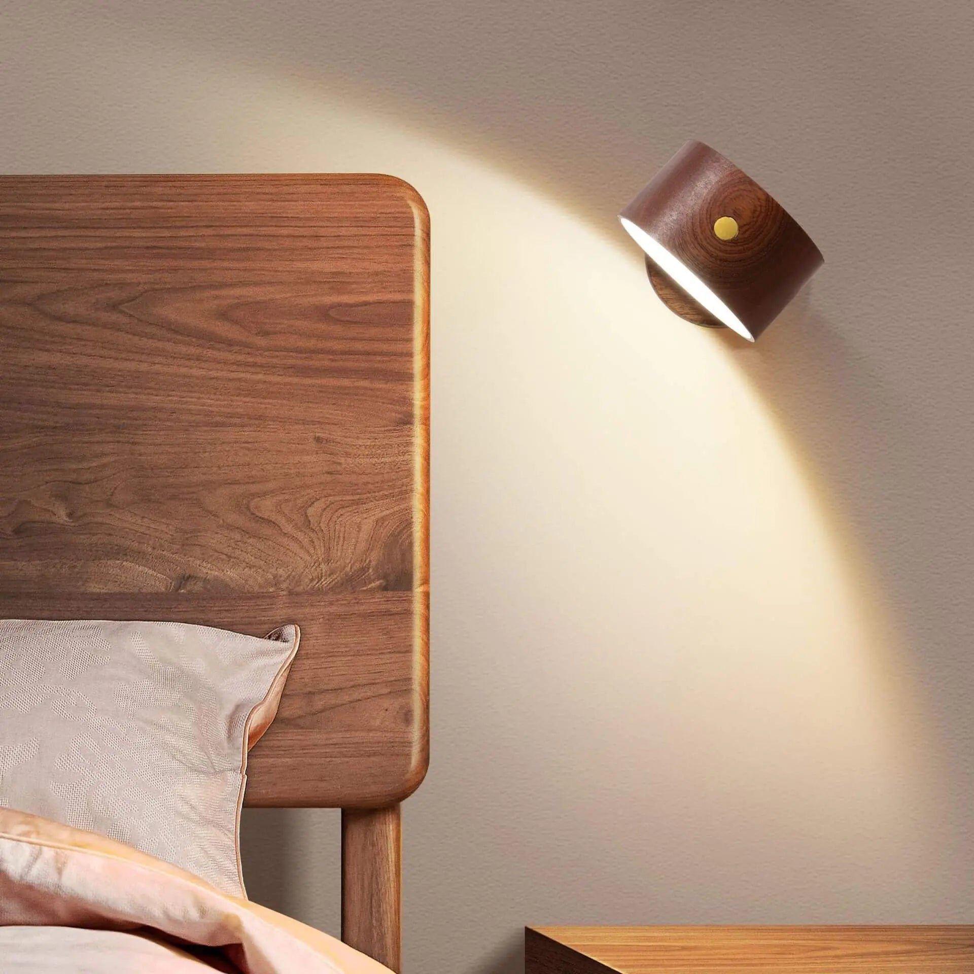 Simple Wooden USB Rechargeable Touch Magnetic LED Night Light Wall Sconce Lamp Cuvalon