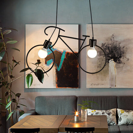 Modern Creative Bicycle Shape Iron 2-Light Kids Chandelier Cuvalon