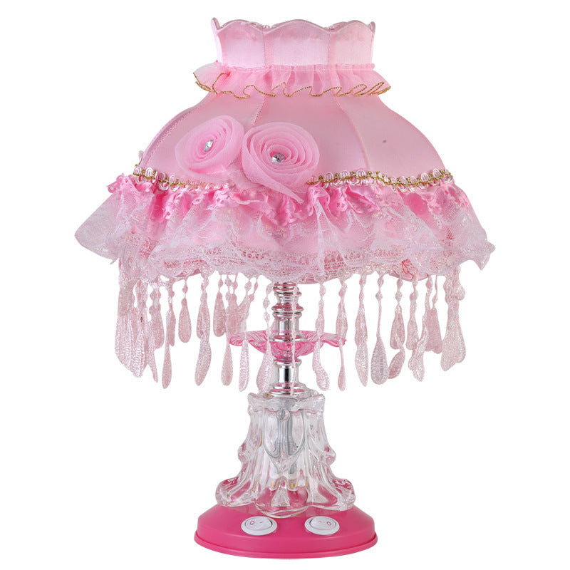 European Style Wedding Fabric Glass 1-Light Table Lamp Cuvalon