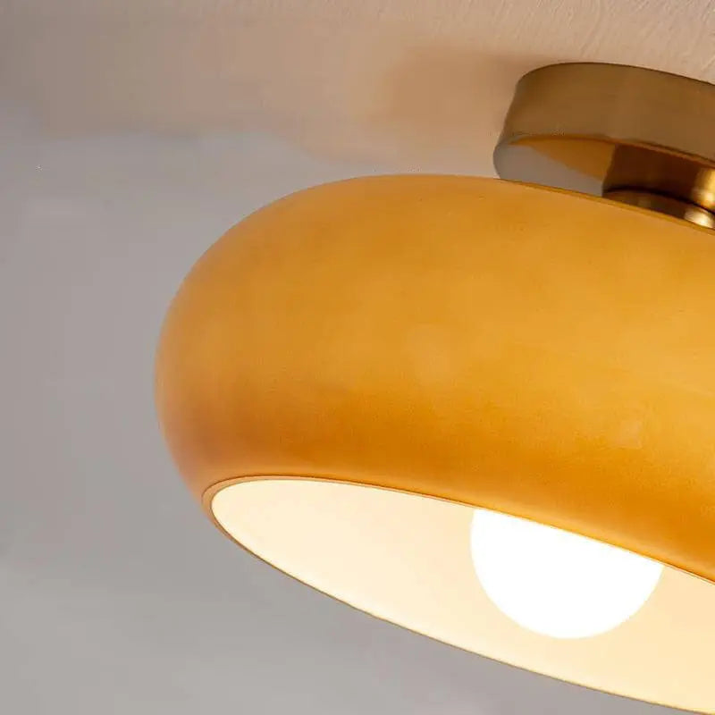 Modern Retro Round Solid Color Glass Electroplated Copper  1-Light Pendant Light Flush Mount Light Cuvalon