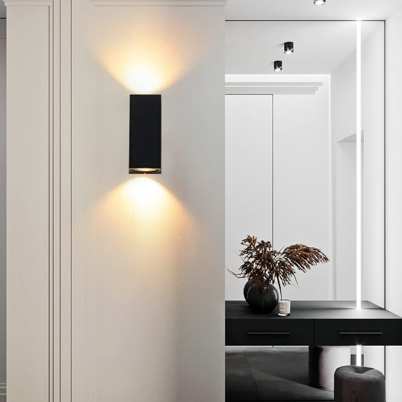 Modern Simple Outdoor Waterproof Aluminum Glass Cylinder 2-Light Wall Sconce Lamp Cuvalon