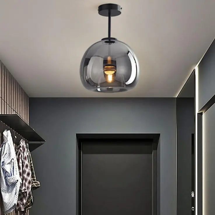 Nordic Light Luxury Round Glass Ball 1-Light Semi-Flush Mount Ceiling Light Cuvalon