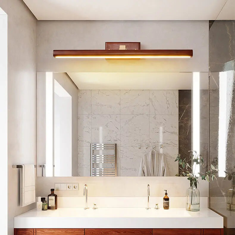 Nordic Minimalist Beechwood Copper Cylinder LED Bathroom Vanity Mirror Front Wall Sconce Lamp For Living Room & Bathroom Cuvalon