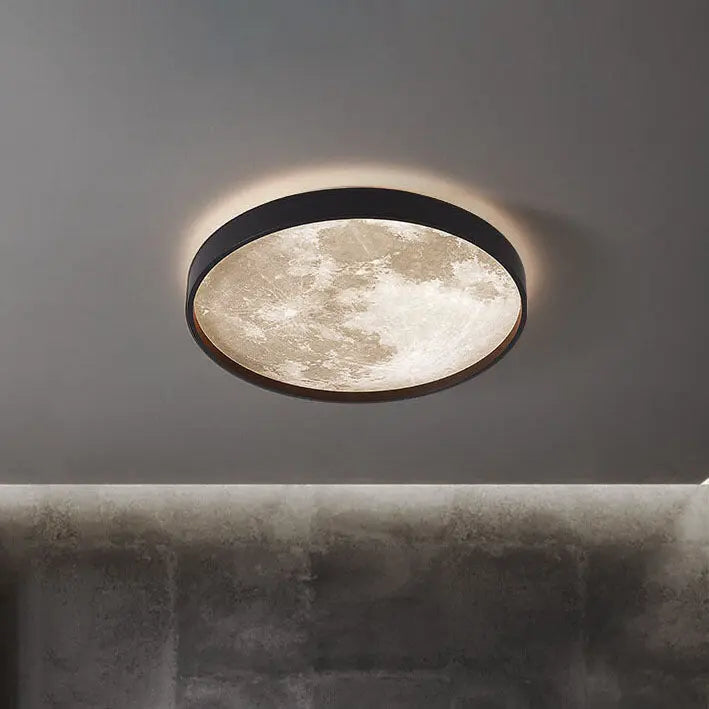 Nordic Creative Moon Round LED Flush Mount Ceiling Light Cuvalon