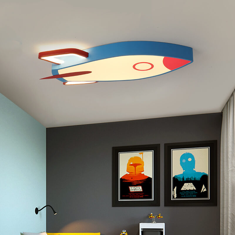 Cartoon Rocket-shaped Aluminum LED Flush Mount Ceiling Light Cuvalon