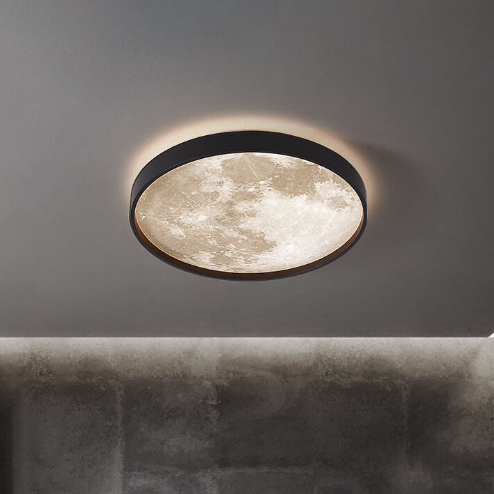 Nordic Creative Moon Round LED Flush Mount Ceiling Light Cuvalon