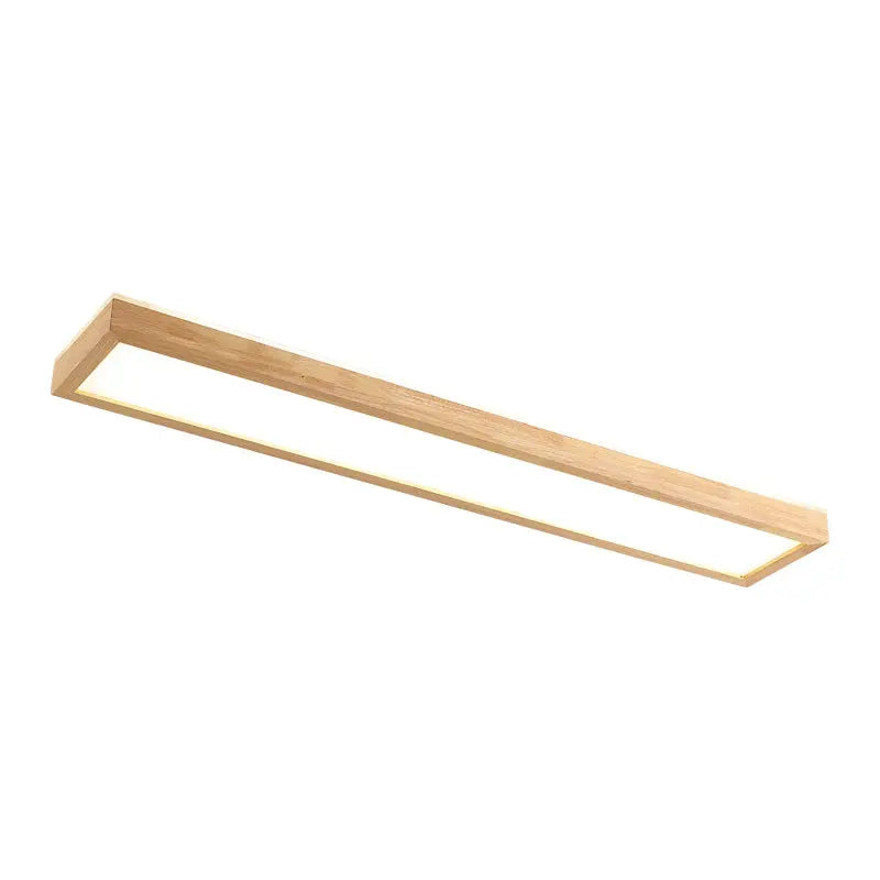 Japanese Minimalist Log Rectangular Walnut LED Flush Mount Ceiling Light Cuvalon