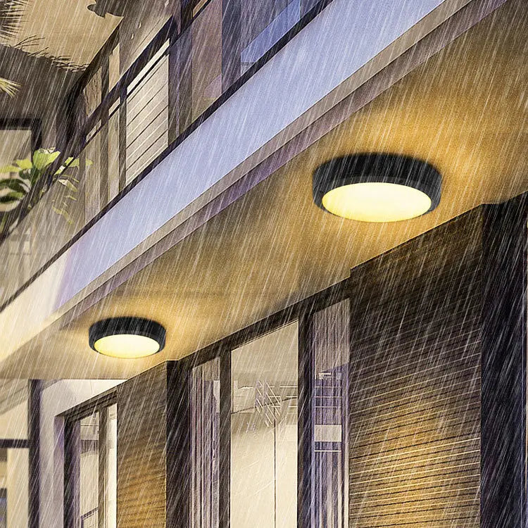 Outdoor Simple Round Octagon Aluminum Waterproof LED Flush Mount Ceiling Light Cuvalon