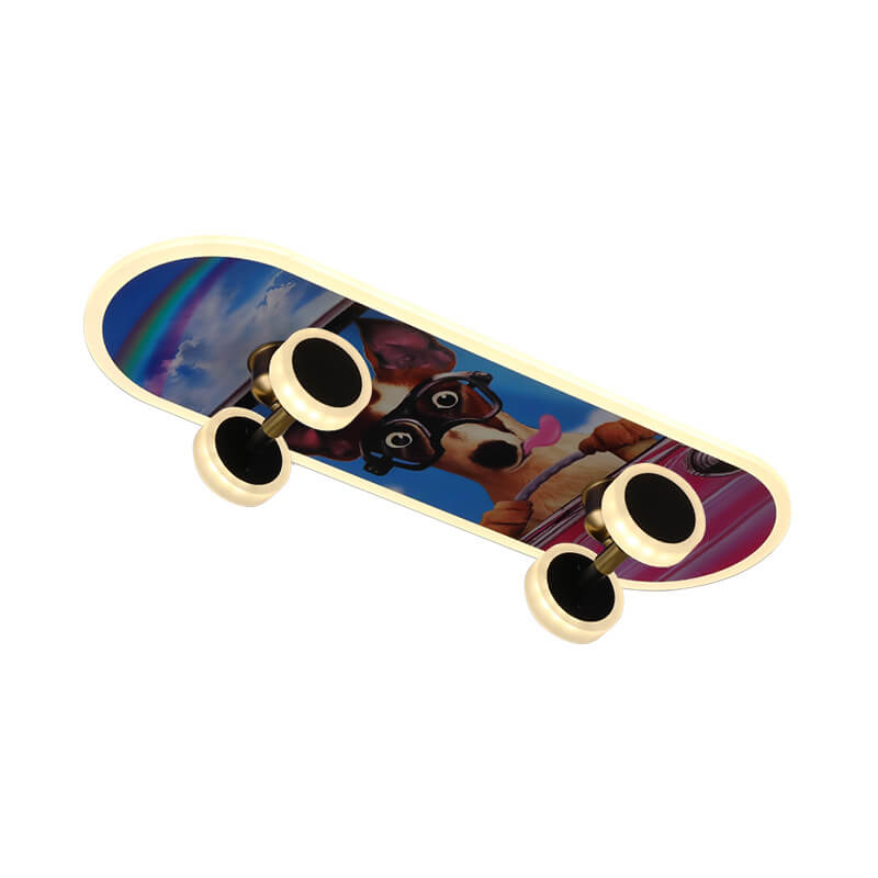 Creative Cartoon Skateboard Acrylic LED Kids Flush Mount Ceiling Light Cuvalon