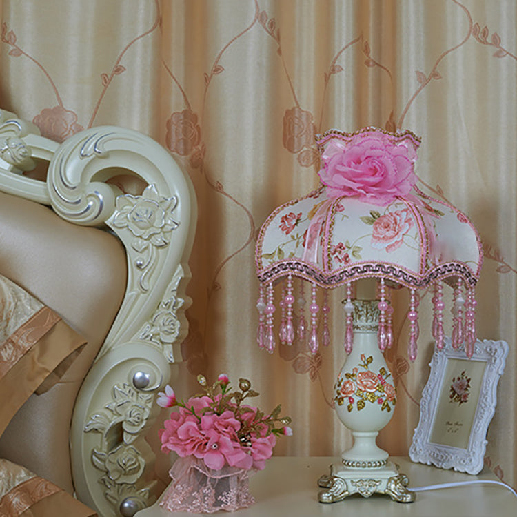 Traditional European Vase Palace Resin Fabric 1-Light Table Lamp For Bedroom Cuvalon