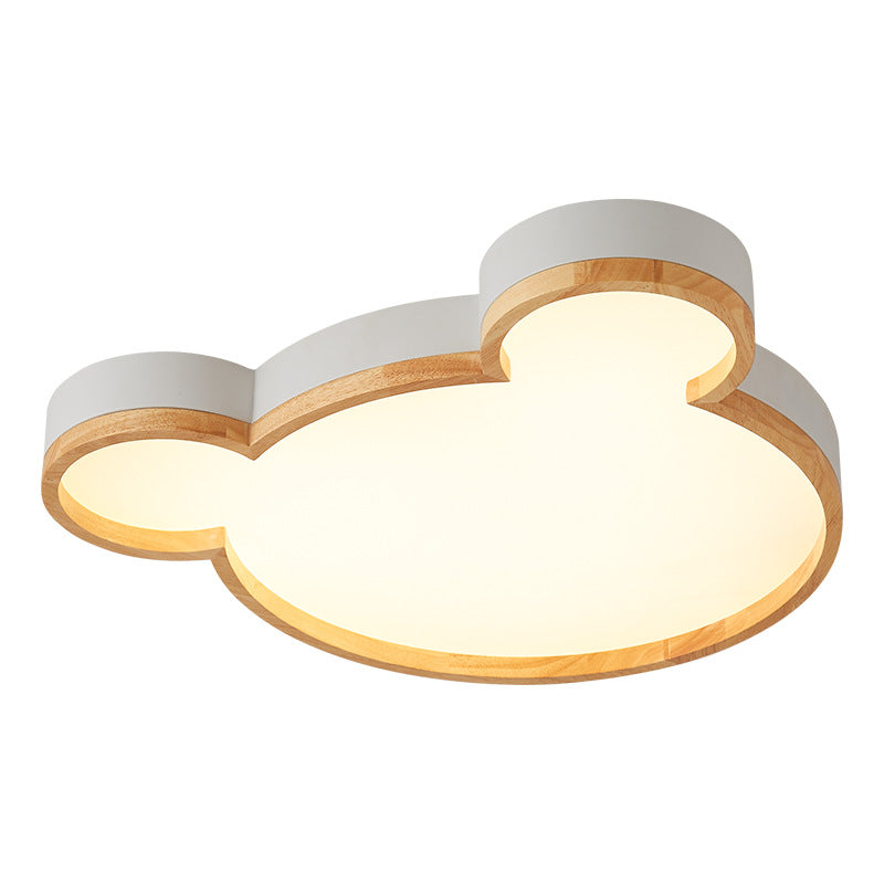 Nordic Wood Bear Shape LED Kids Flush Mount Ceiling Light Cuvalon