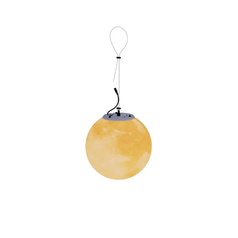 Contemporary Nordic Solar Waterproof PE Resin Round Moon LED Pendant Light For Outdoor Patio Cuvalon