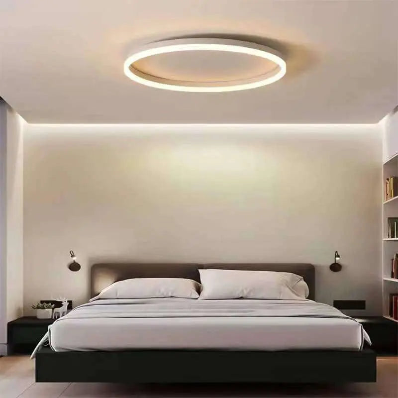 Nordic Minimalist Circle Ring Iron Acrylic LED Flush Mount Ceiling Light Cuvalon