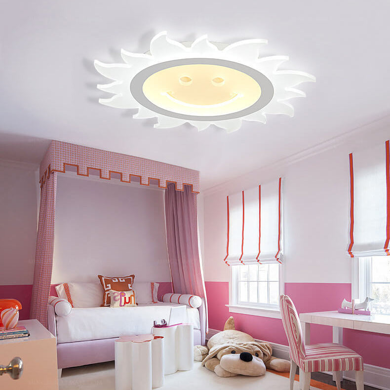 Creative Cartoon Smiley Sun LED Flush Mount Ceiling Light Cuvalon