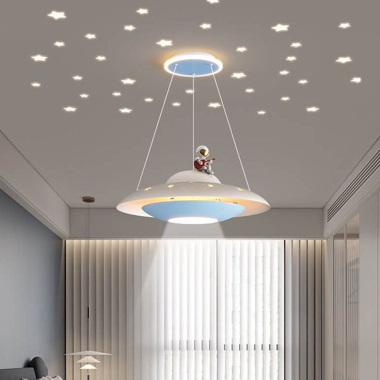 Modern Creative Flying Saucer Space Astronaut Children LED Chandelier Cuvalon