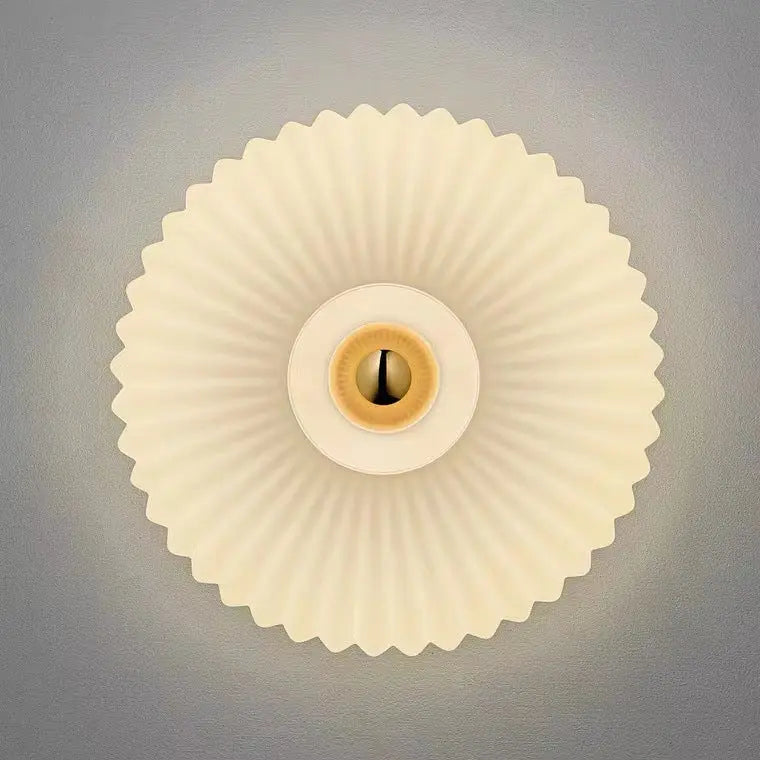 Nordic Vintage Striped Glass Round Disc 1-Light Wall Sconce Lamp Cuvalon