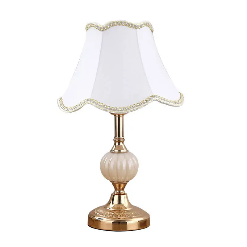 Nordic Vintage Floral Glass Fabric 1-Light Table Lamp Cuvalon
