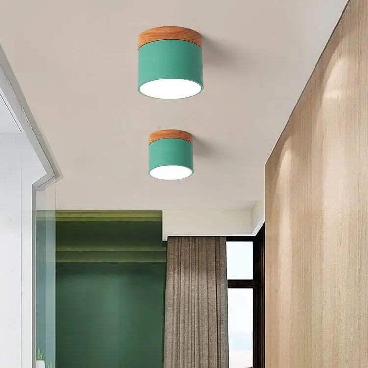 Scandinavian Macaroon Solid Color Log LED Flush Mount Ceiling Light Cuvalon