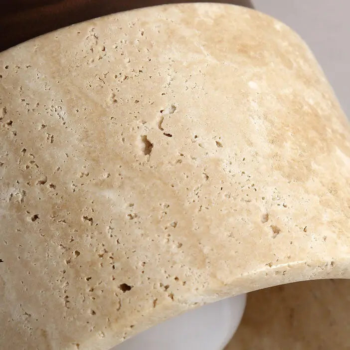 Traditional Vintage Round Travertine 1-Light Flush Mount Ceiling Light For Hallway Cuvalon