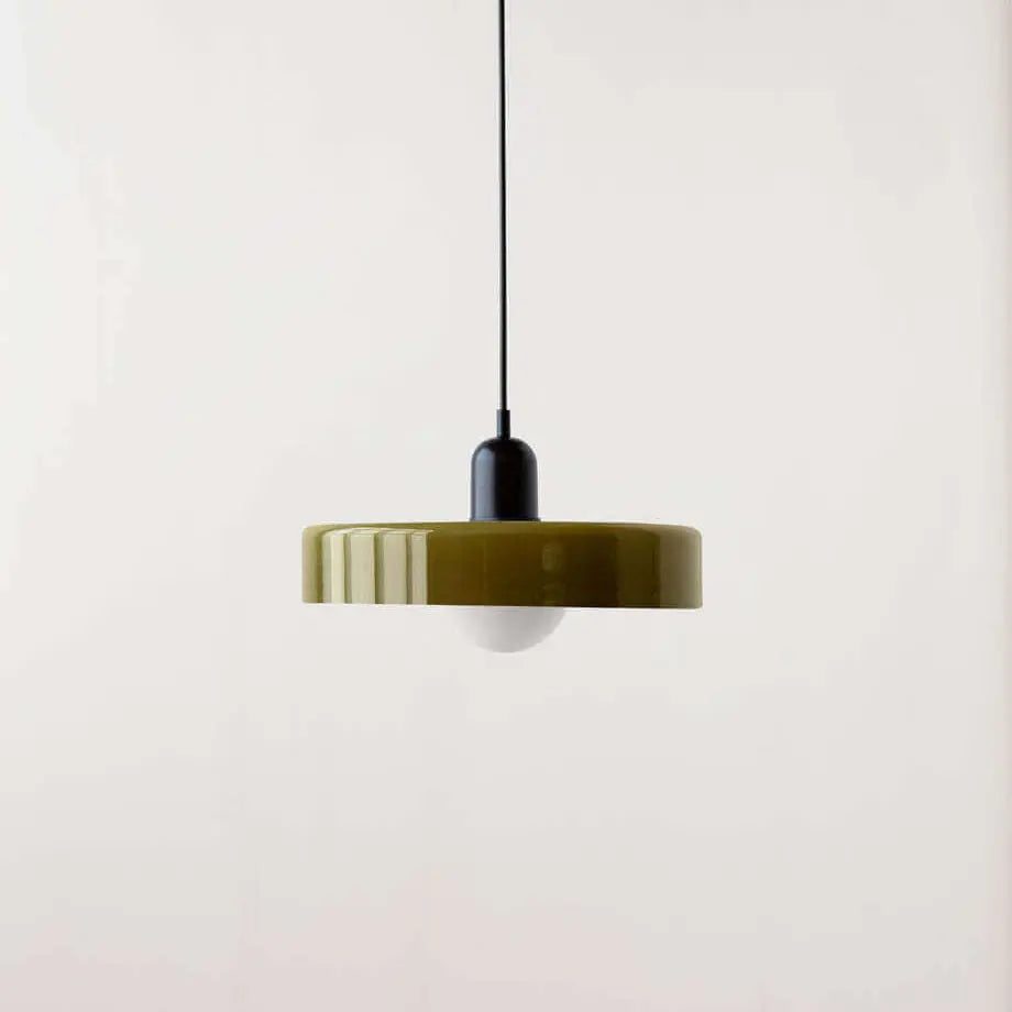 Vintage Colorful Glass Dish Shape 1-Light Pendant Light Cuvalon