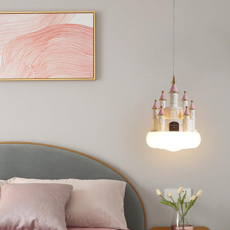 Contemporary Nordic Kids Resin PVC PE Castle 1-Light Pendant Light For Bedroom Cuvalon