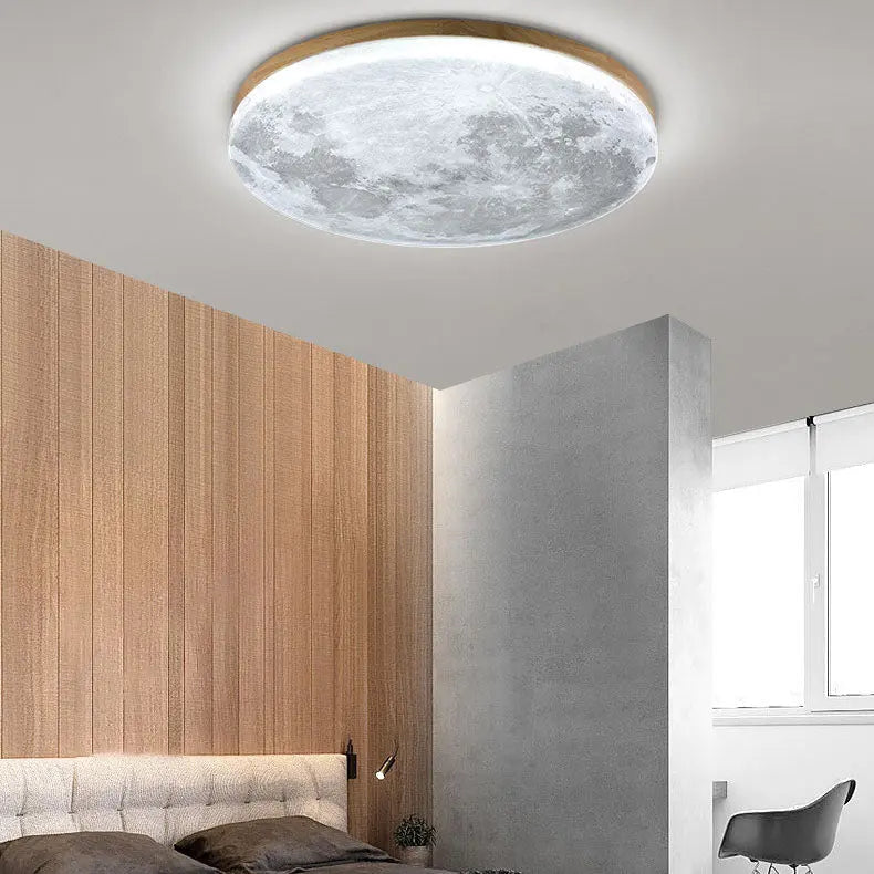 Nordic Minimalist Moon Round PVC LED Flush Mount Ceiling Light Cuvalon