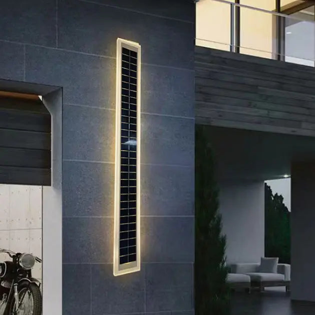 Minimalist Outdoor Solar Rectangular Strip Waterproof Patio LED Wall Sconce Lamp Cuvalon
