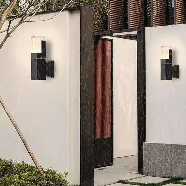 Outdoor Modern Waterproof Rectangular Column LED Wall Sconce Lamp Cuvalon