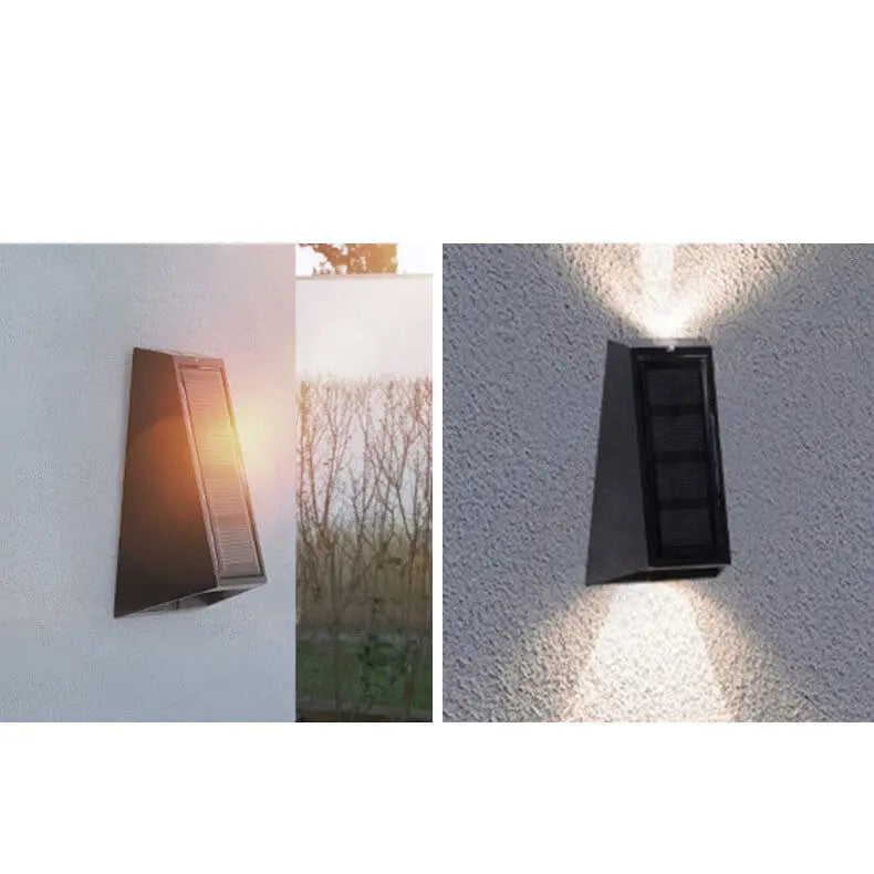 Solar Simple Trapezoid Outdoor RGB Patio LED Wall Sconce Lamp Cuvalon