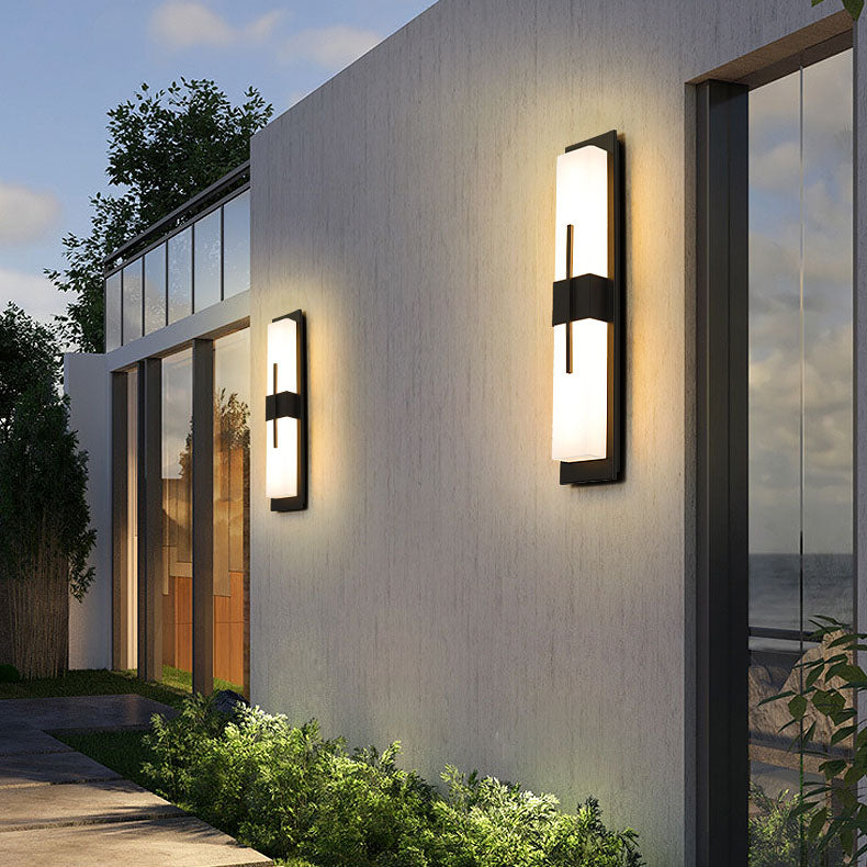 Outdoor Minimalist Rectangular Stainless Steel Acrylic LED Waterproof Wall Sconce Lamp Cuvalon