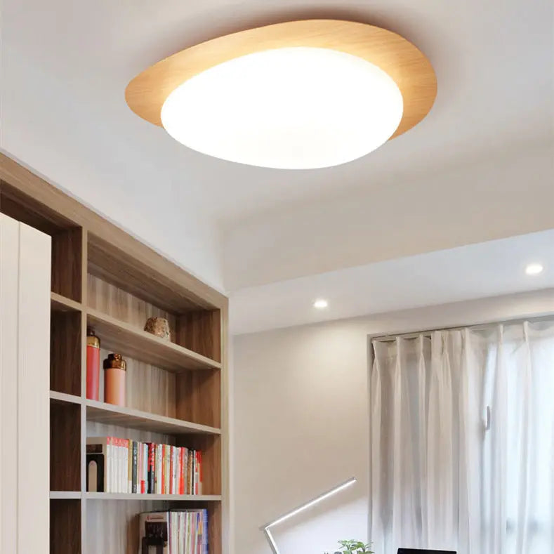 Contemporary Scandinavian Pebble Shape Iron Acrylic LED Flush Mount Ceiling Light For Bedroom Cuvalon