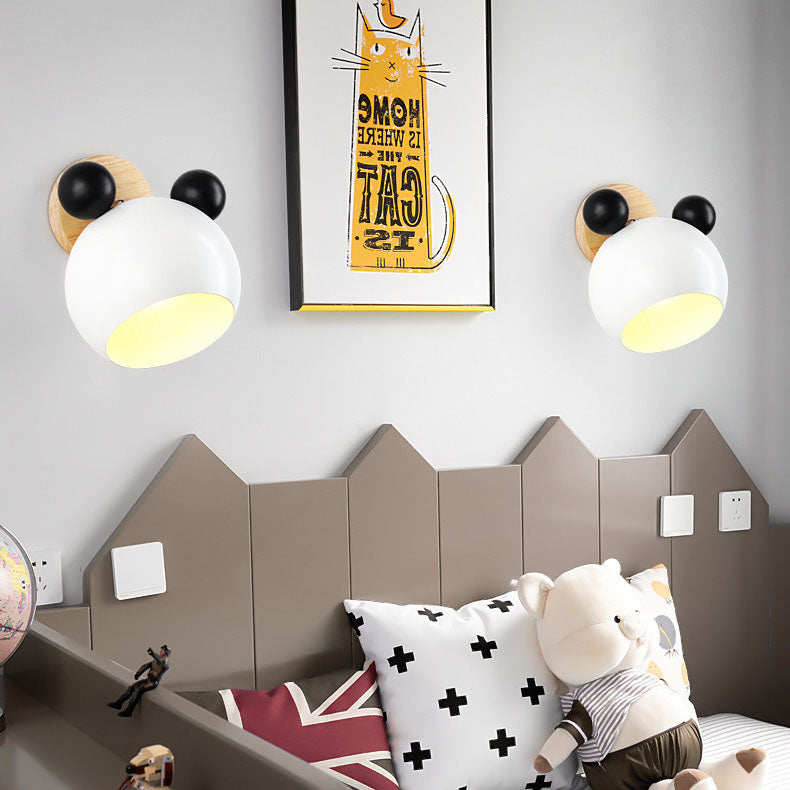 Nordic Cartoon Bear Dome 1-Light Kids Wall Sconce Lamp Cuvalon