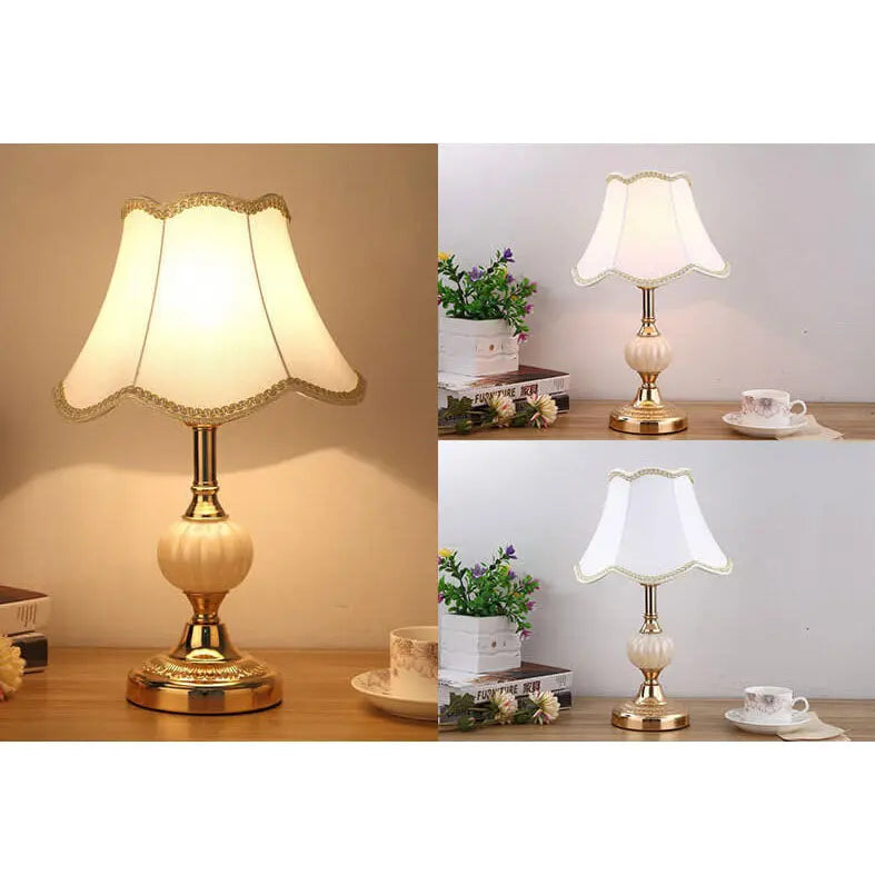 Nordic Vintage Floral Glass Fabric 1-Light Table Lamp Cuvalon