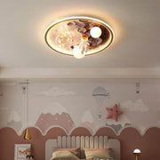 Children Creative Cartoon Astronaut Moon Acrylic LED Kids Flush Mount Ceiling Light Cuvalon