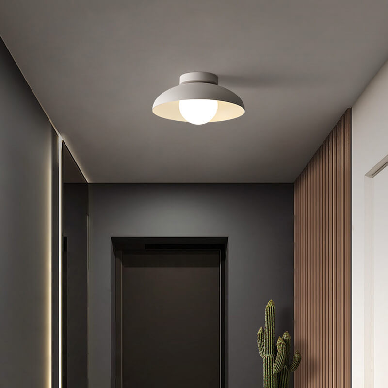 Japanese Wabi-sabi Iron Glass 1-Light Semi-Flush Mount Light Cuvalon