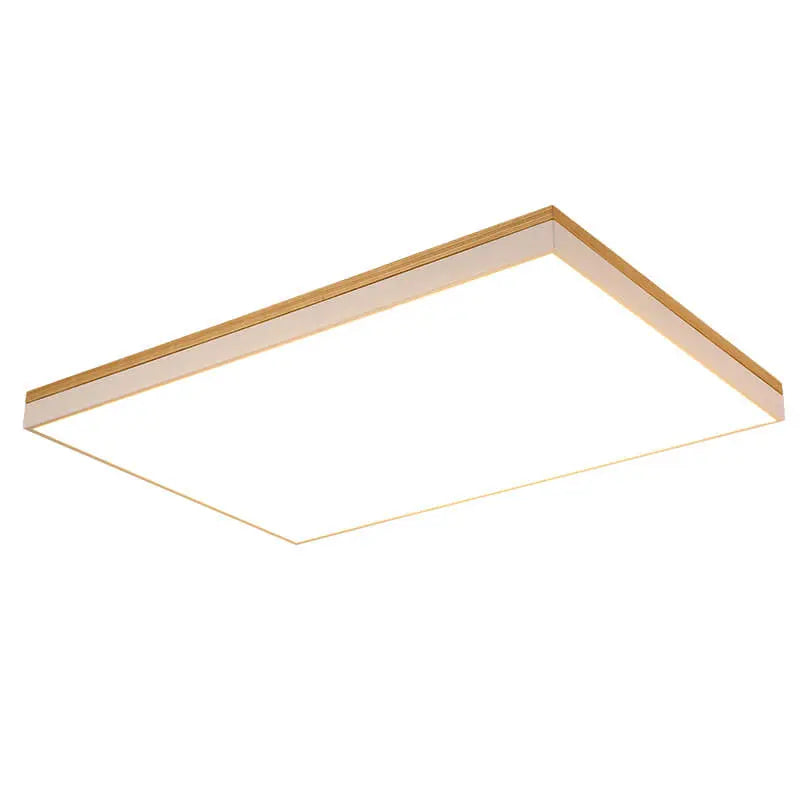 Modern Minimalist Solid Wood Acrylic Square Rectangle LED Flush Mount Ceiling Light for Living Room Cuvalon