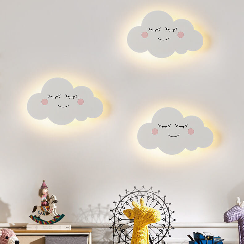 Nordic Creative Clouds Iron Emoji LED Kids Wall Sconce Lamp Cuvalon