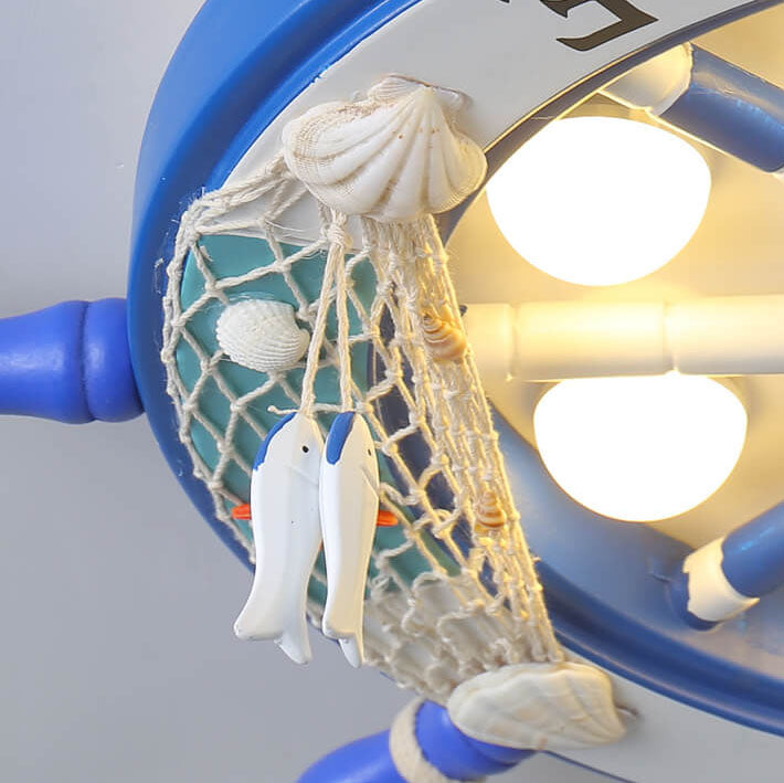 Creative Cartoon Plastic Sailboat Helmsman LED Flush Mount Ceiling Light Cuvalon