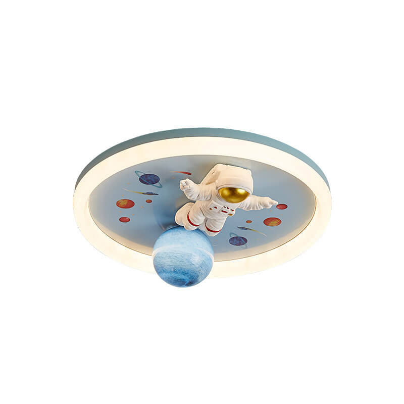 Cartoon Creative Space Astronaut Resin LED Flush Mount Ceiling Light Cuvalon