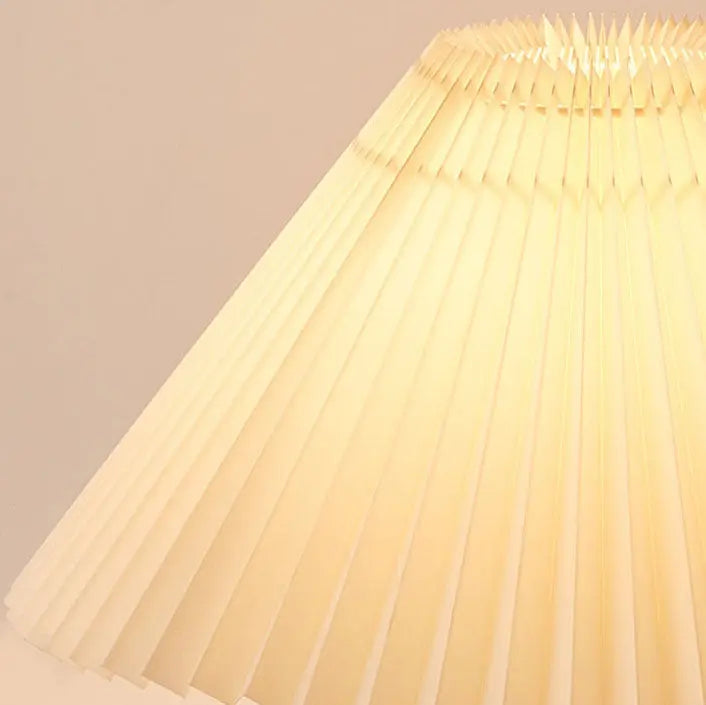 Japanese Minimalist Vintage Pleated Wooden Fabric LED Table Lamp Cuvalon