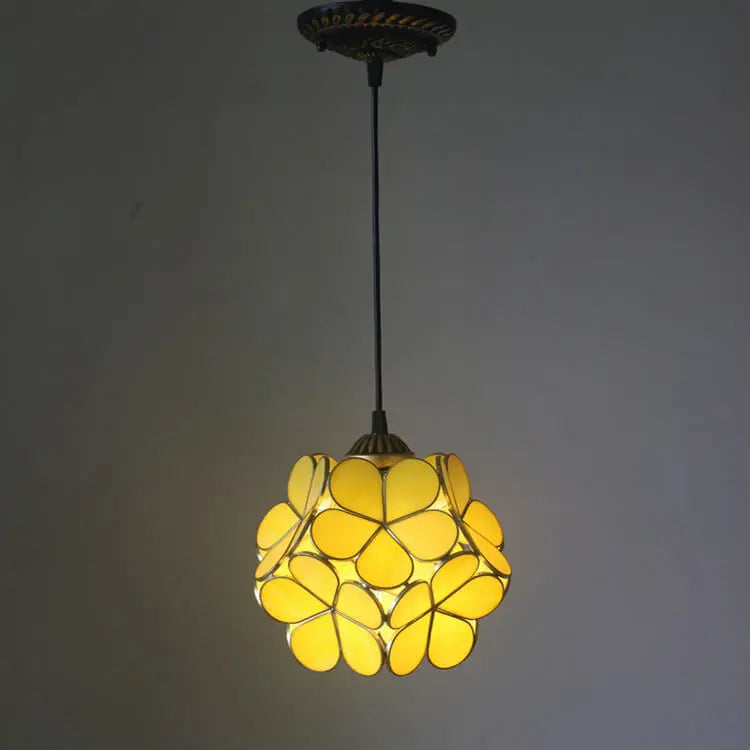 Vintage Stained Glass Petal 1-Light Pendant Light Cuvalon