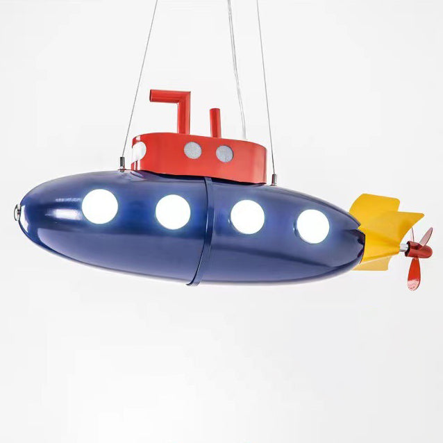 Contemporary Creative Cartoon Submarine Iron LED Kids Chandelier For Bedroom Cuvalon
