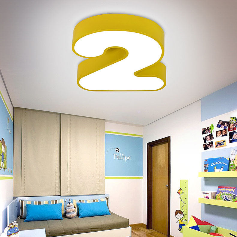 Contemporary Creative Kids Iron Number Design LED Flush Mount Ceiling Light For Bedroom Cuvalon