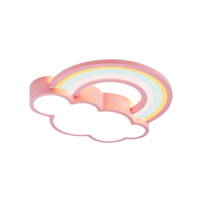 Childlike Cartoon Rainbow Cloud Design LED Flush Mount Light Cuvalon