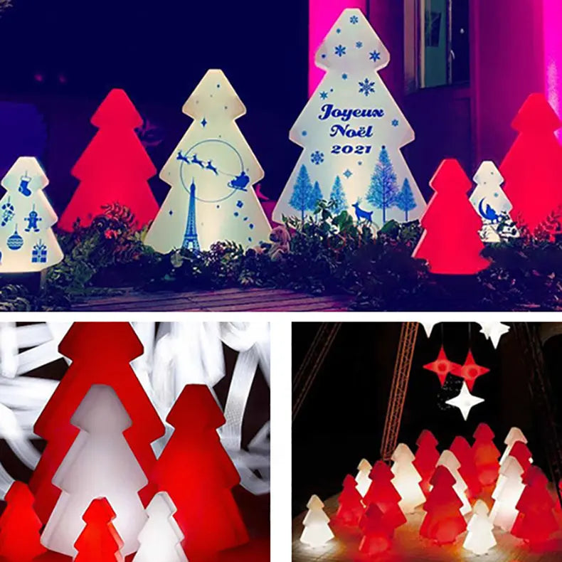 Modern Art Deco Waterproof Solar Rechargeable PE Christmas Tree LED RGB Landscape Lighting Outdoor Light For Garden Cuvalon